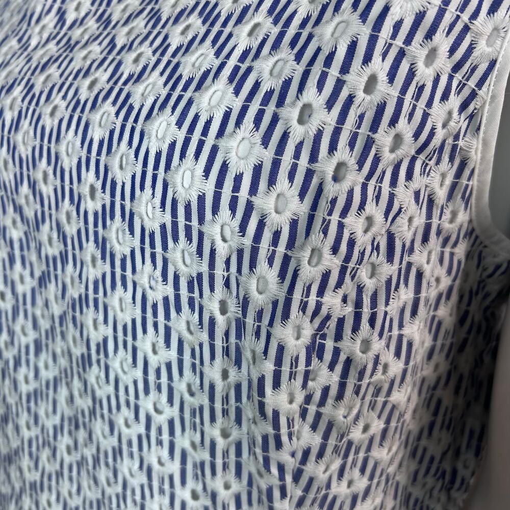 Brooks Brothers dress size 14 summer white blue eyelet preppy professional work - Picture 9 of 13